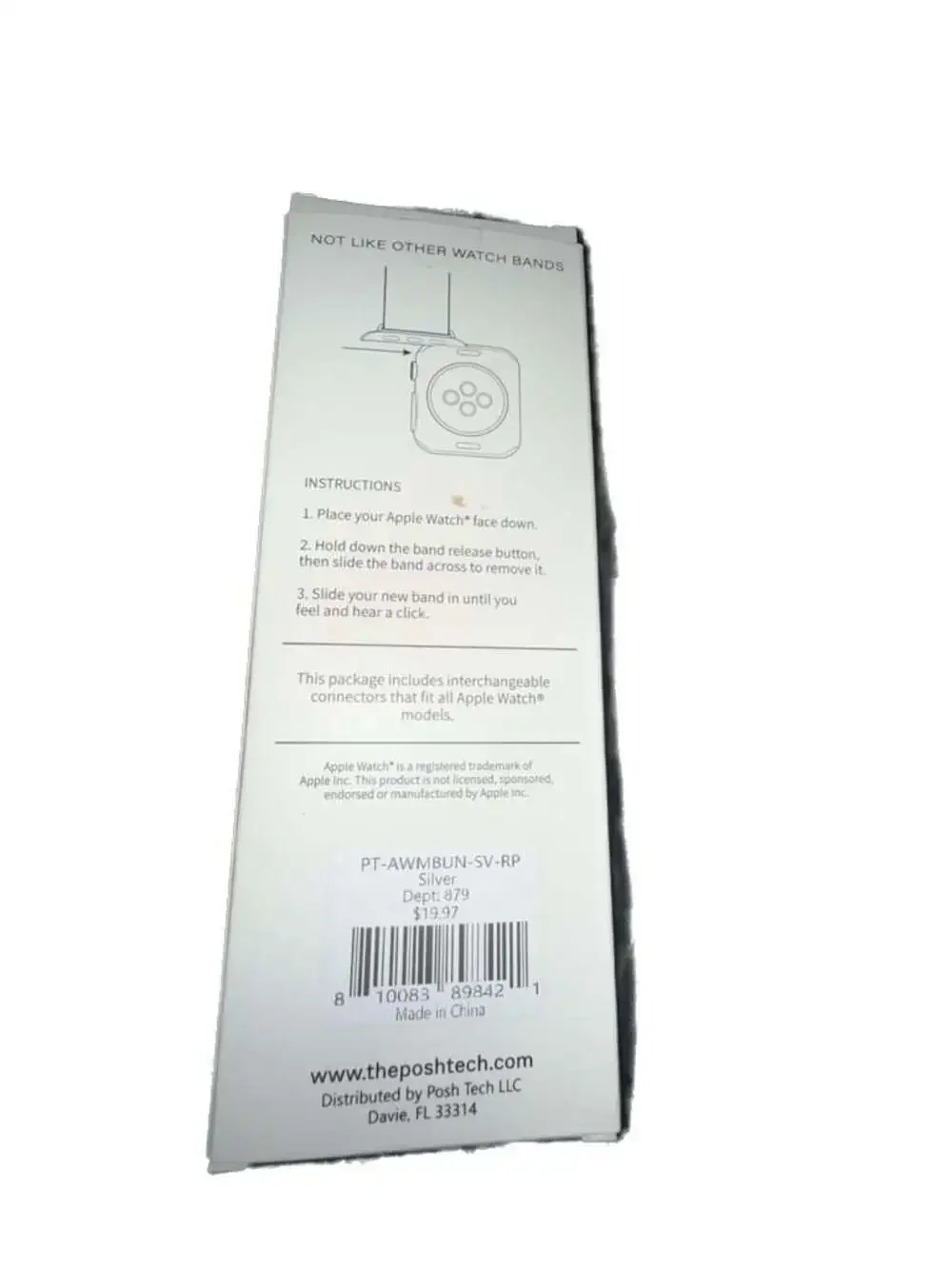 Posh Tech Stainless Steel Mesh Apple Watch Band (Silver)